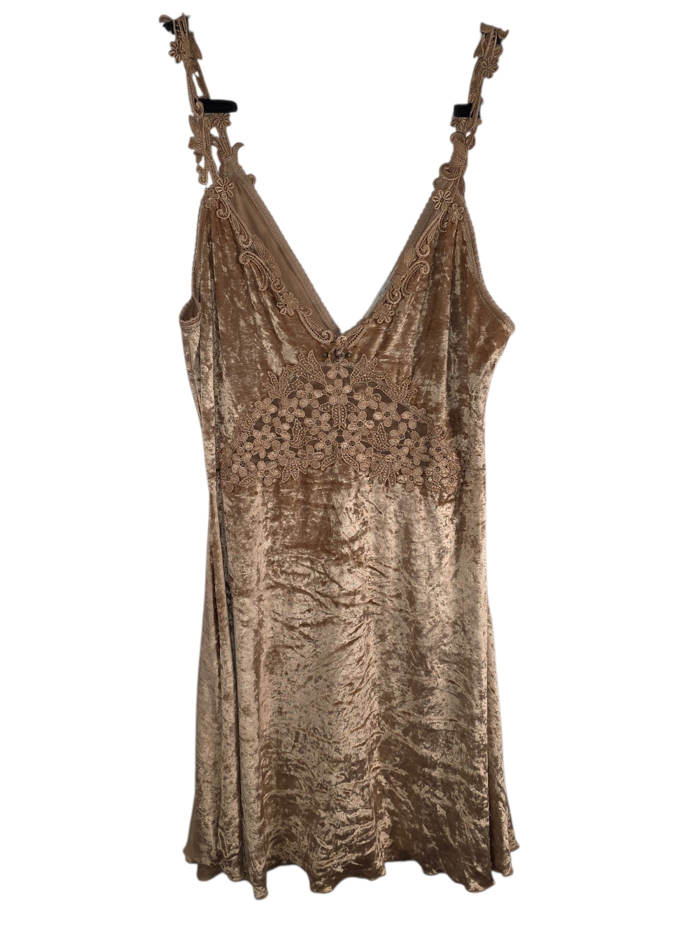 Claire Pettibone Velvet Lace Slip Dress Lingerie M Gold Champagne Boudoir — image 2 of 8